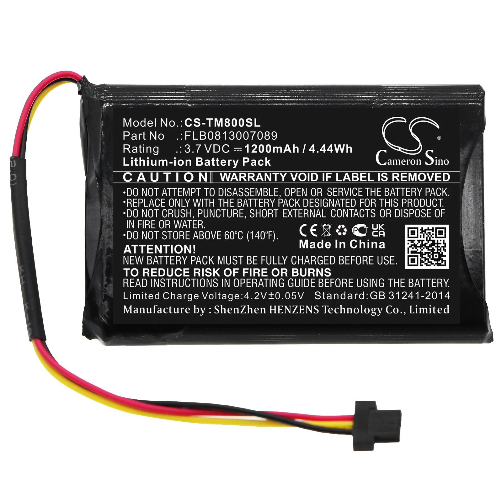 

CS Li-ion Rechargeable Battery for TomTom, GPS Navigator,3.7V,1200mAh,One XL Europe Traffic, XL 30 Series, 4FC64 4FD6 001 00