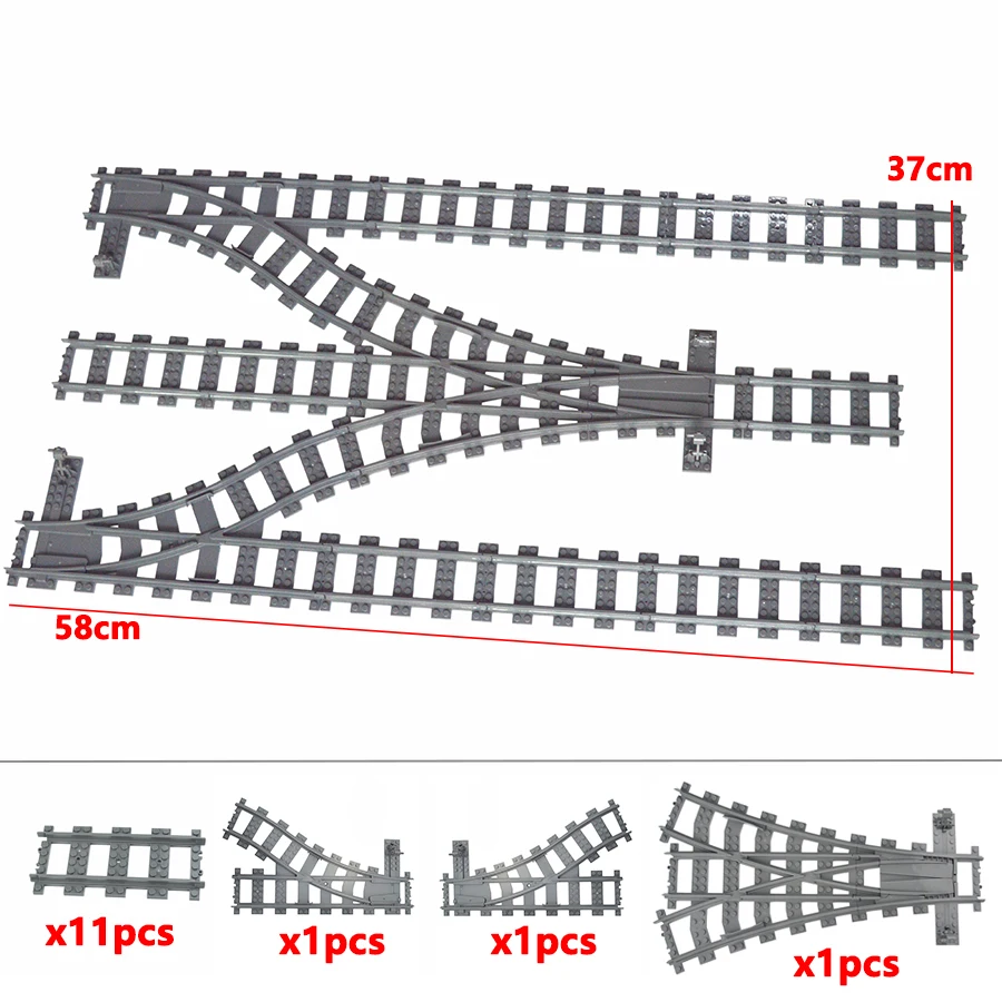 R64.City Trains-Rails flexibles pour enfants, voies fourchues droites et  incurvées, interrupteur de voie souple