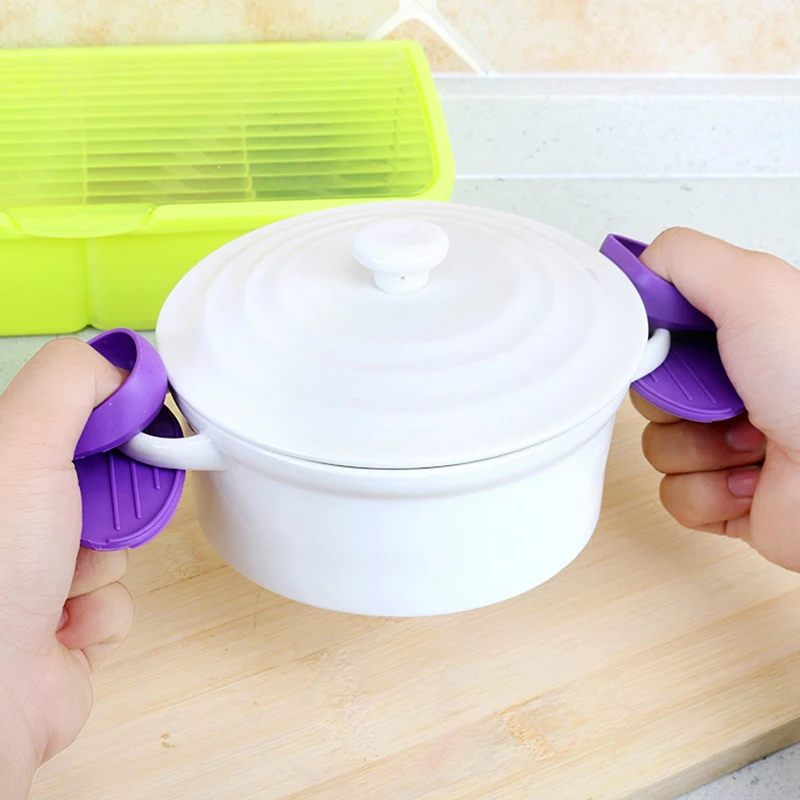 2pcs Silicone Gloves Oven Heat Insulated Finger Gloves Cooking Microwave Non-slip Gripper Pot Holder Kitchen Baking Tool kitchen tools