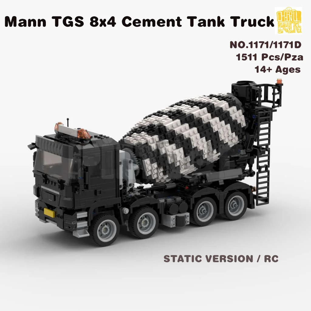 

MOC-1171 Mann TGS 8x4 Cement Tank Truck Model With PDF Drawings Building Blocks Bricks DIY Toys Birthday Christmas Gifts