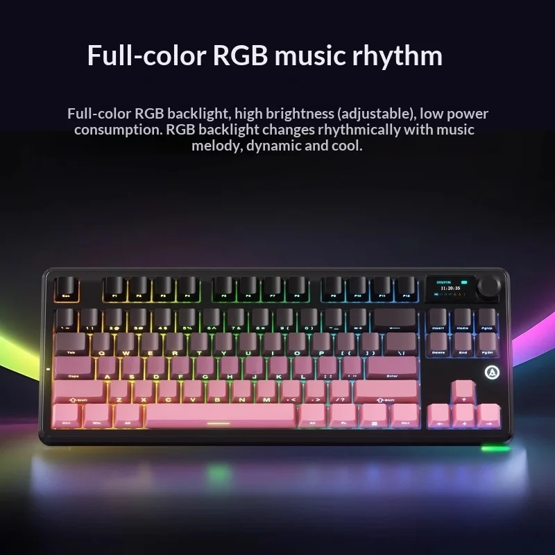 Ajazz Mk87 기계식 키보드 무선 블루투스 게이밍 오피스 컴퓨터 핫 스왑 스크린 유선 옵션 포함 데스크탑 노트북용