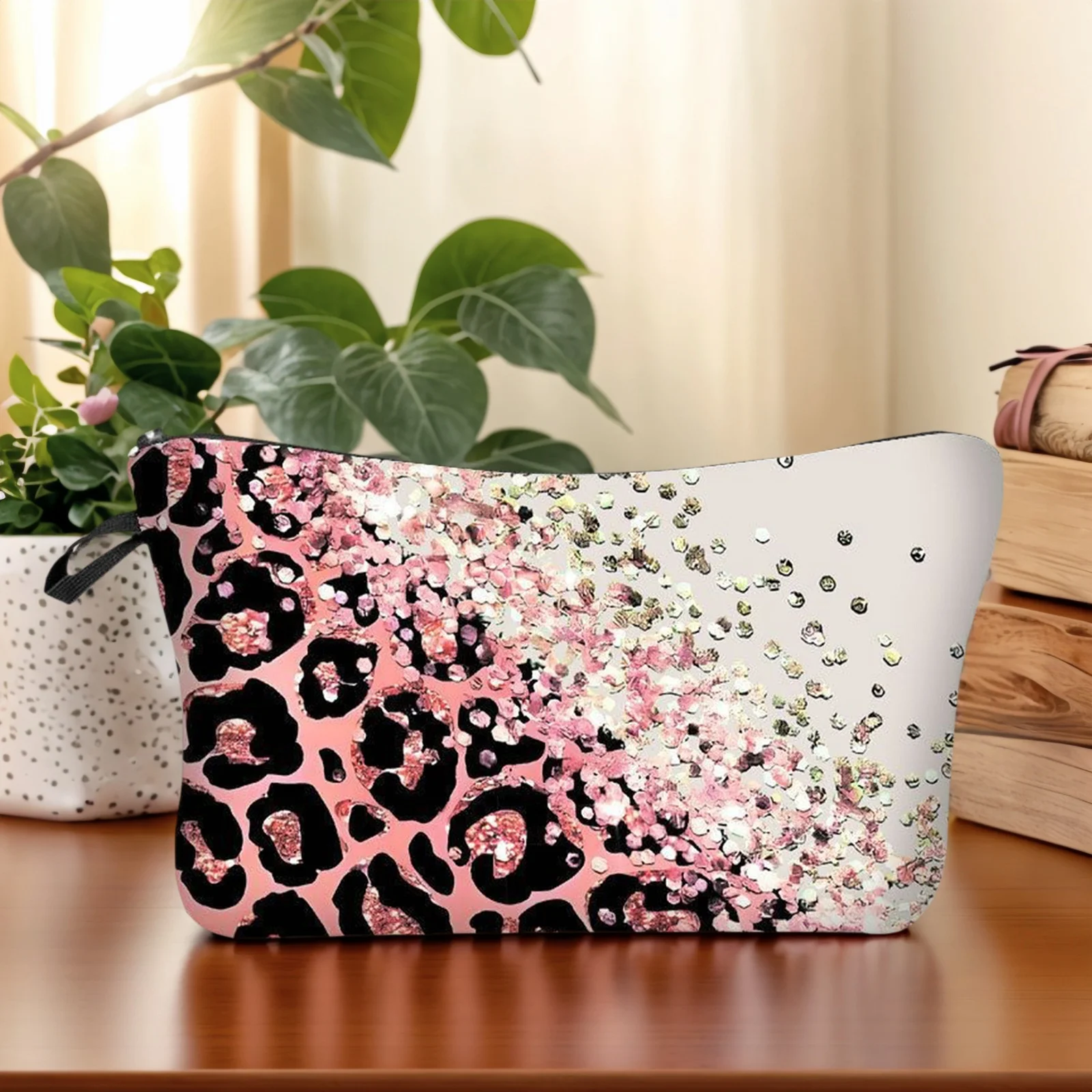 Animal Print Small Cosmetic Bag Lightweight Portable Pouch Purse Cute Pouch Wash Bag Multi-Functional for Women Travel Makeup