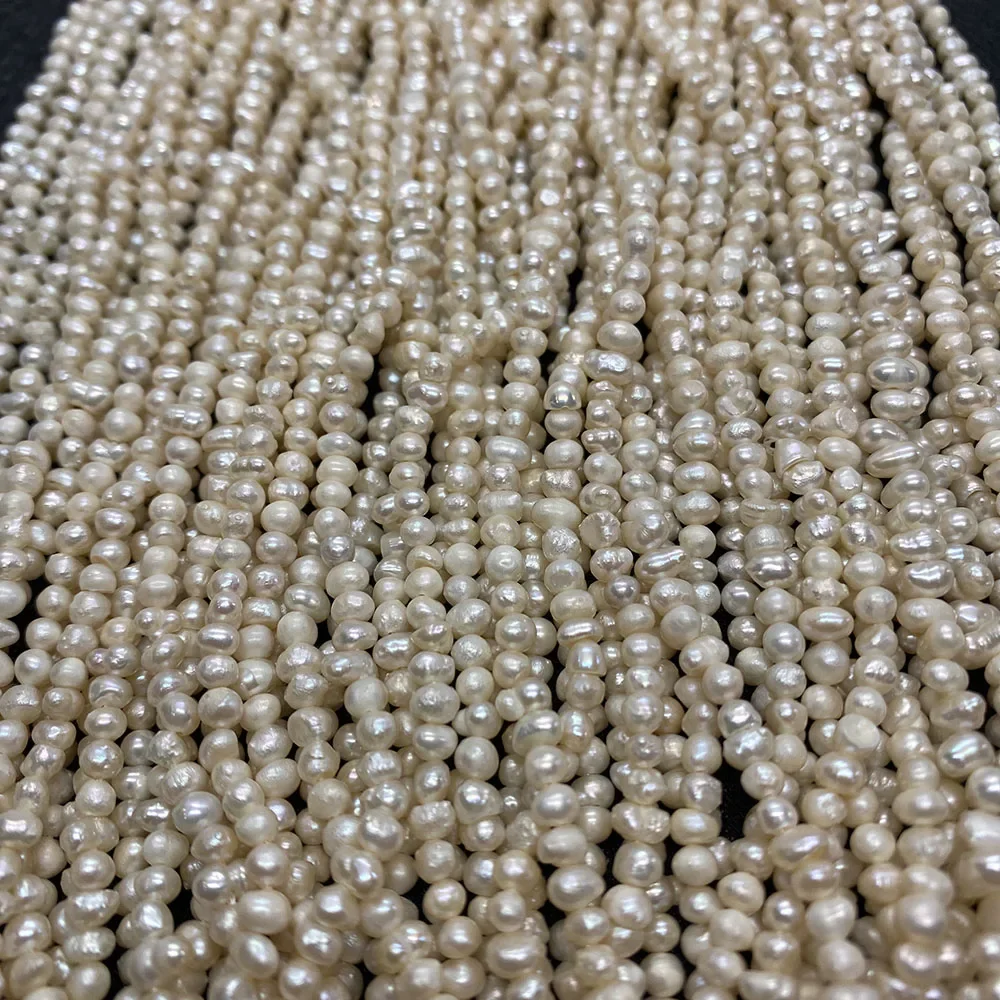 Natural Freshwater Pearl Bead 3-4mm Grade A Nearly Round Punch Loose  for DIY Jewelry Making Bracelet Necklace Earring Accessory