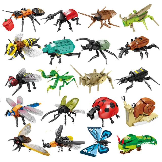 New Building Blocks Toy Children's Educational Puzzle Animal Assembly Model Boy Bee Dragonfly Insect Model Puzzle Gift 1