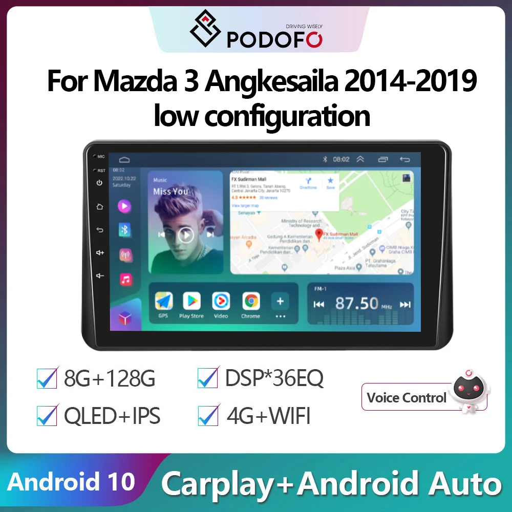 

Podofo For Mazda 3 Angkesaila low configuration 2014-2019 Car Radio Multimedia Video Player Navigation stereo GPS Android