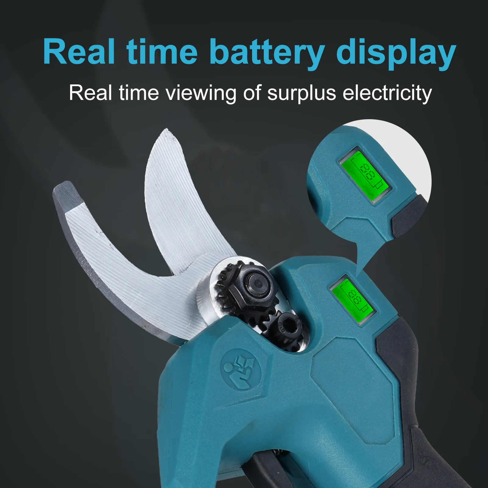 Brushless Electric Pruning Shears with 2pcs 21V 1300mah Battery Portable Pruning Shears with LCD Display 30mm Cutting Diameter