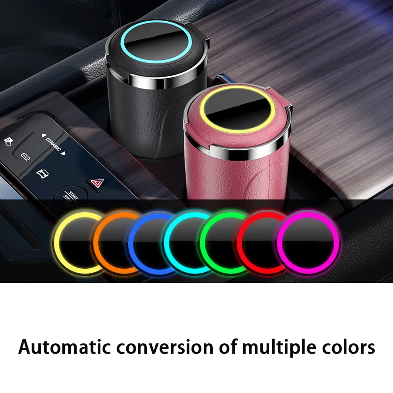 Posacenere Auto Portatile - Acciaio Inox Con Luce LED E Coperchio