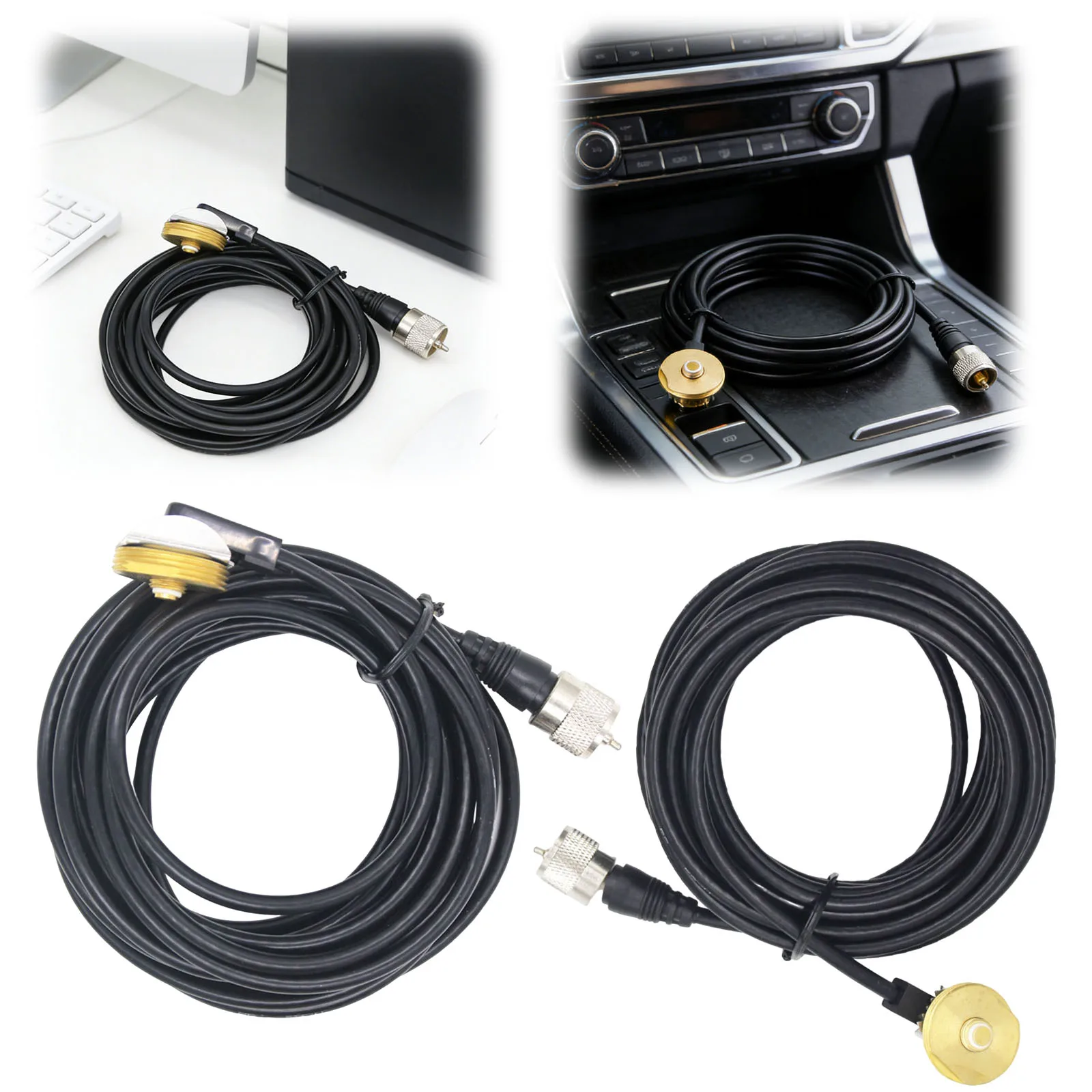 3/4인치 홀 마운트 라디오 NMO 안테나 마운트(16피트 RG58 동축 케이블 포함) VHF/UHF/CB 햄 라디오 안테나용 PL259 플러그