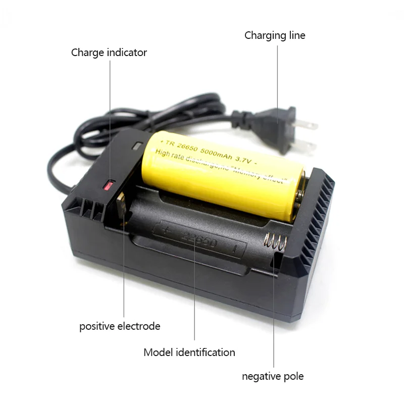 For 18650 26650 Battery Charger 1-4 Slots Dual 18650 Charging 4.2V Rechargeable Lithium Battery USB Charger