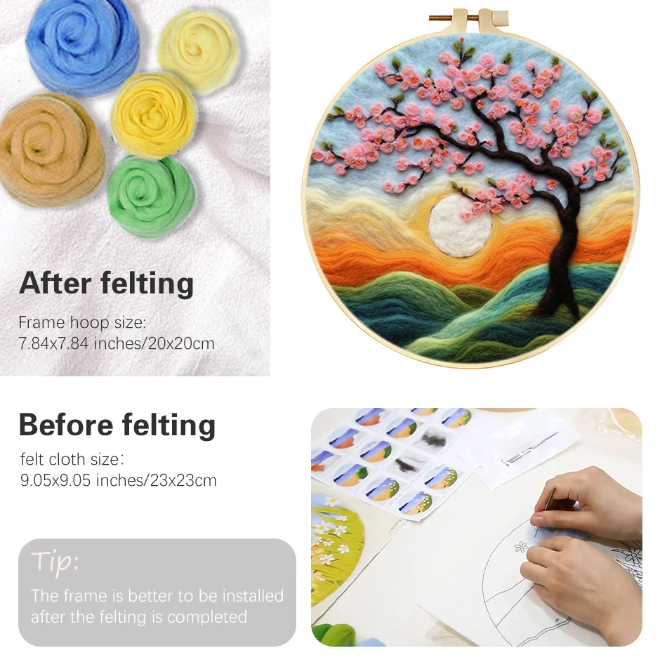 Needle Felting Kit needle felting kit wool felting kit needle felting painting kit PhotoFelt For Beginner DIY Wool Felting Painting With Embroidery Flower Tools Decoration Wools