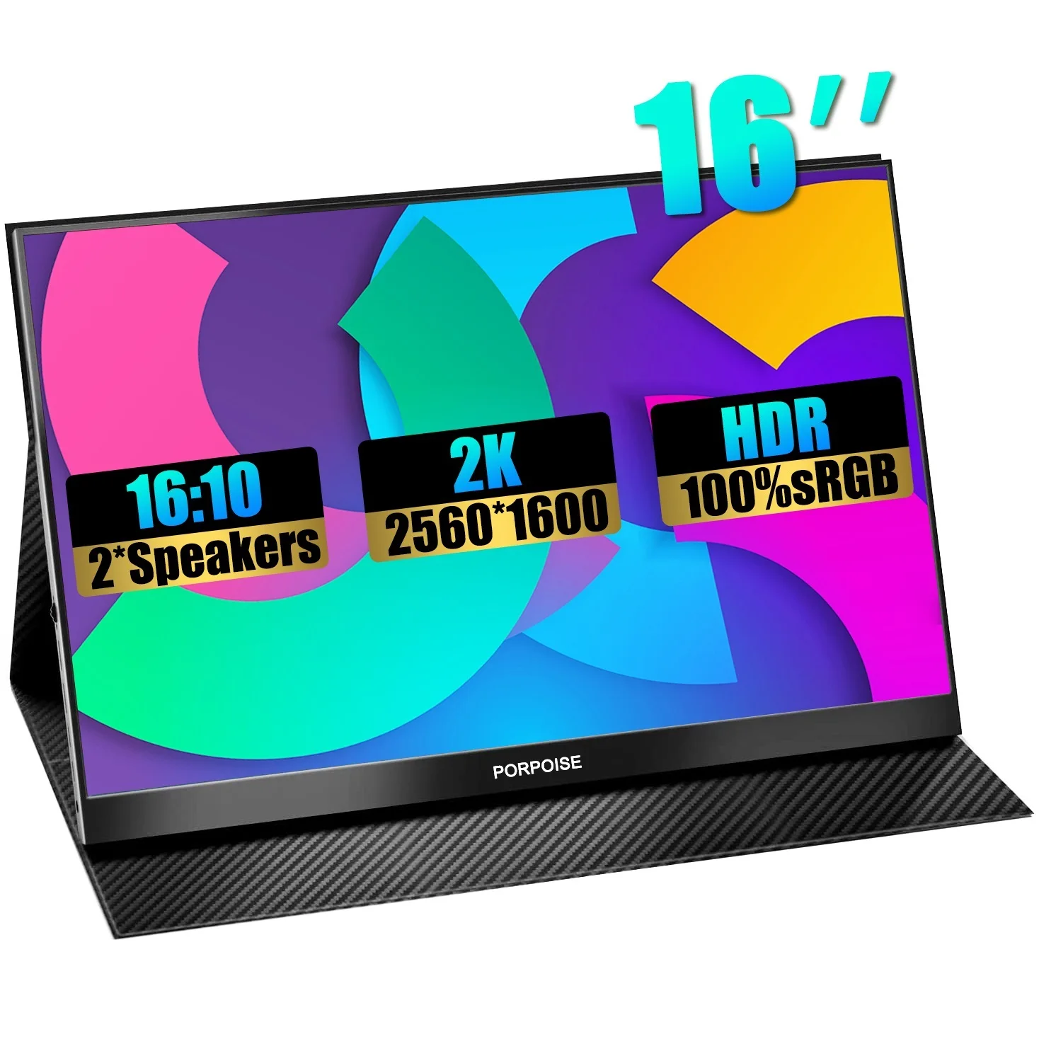 초슬림 2560x1600 IPS 휴대용 디스플레이 16:10, HDR 100% sRGB USB C HDMI 컴퓨터 게임 화면, 2K 16 인치 모니터