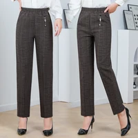 plus Size Autumn/Winter New Lamb Fleece Elastic Waist Solid Stripe Straight Leg Pants Loose Female Straight Pants 8XL - Image 5