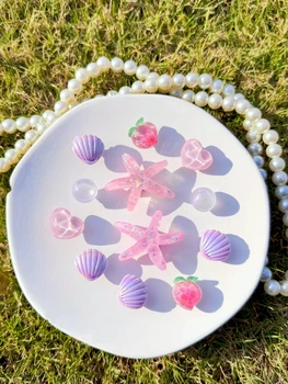 12 crystal starfish, shell and peach shoe buckles, DIY decorative items, casual accessories suitable for women's sandal creation