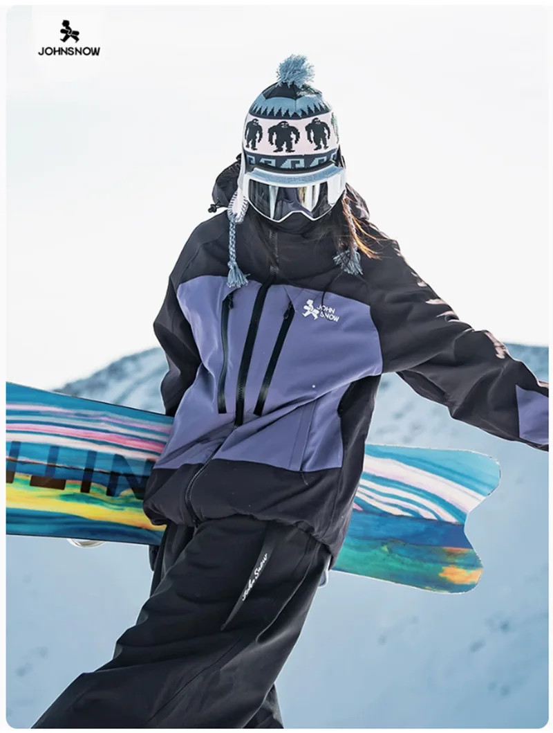 John Snow Men and Women's Winter Waterproof Warm Ski Jacket Professional Breathable Mountaineering Jacket Outdoor Snow Coat