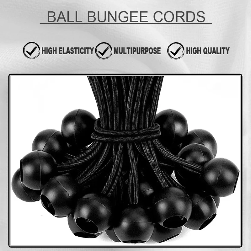 50 Stück Bungee-Seil mit Kugeln, Kugel-Bungee-Seil für Plane, Banner, Plane, Pavillons, Zelte, Flaggenbungees, schwarze Bungee-Kugeln – Detail 3