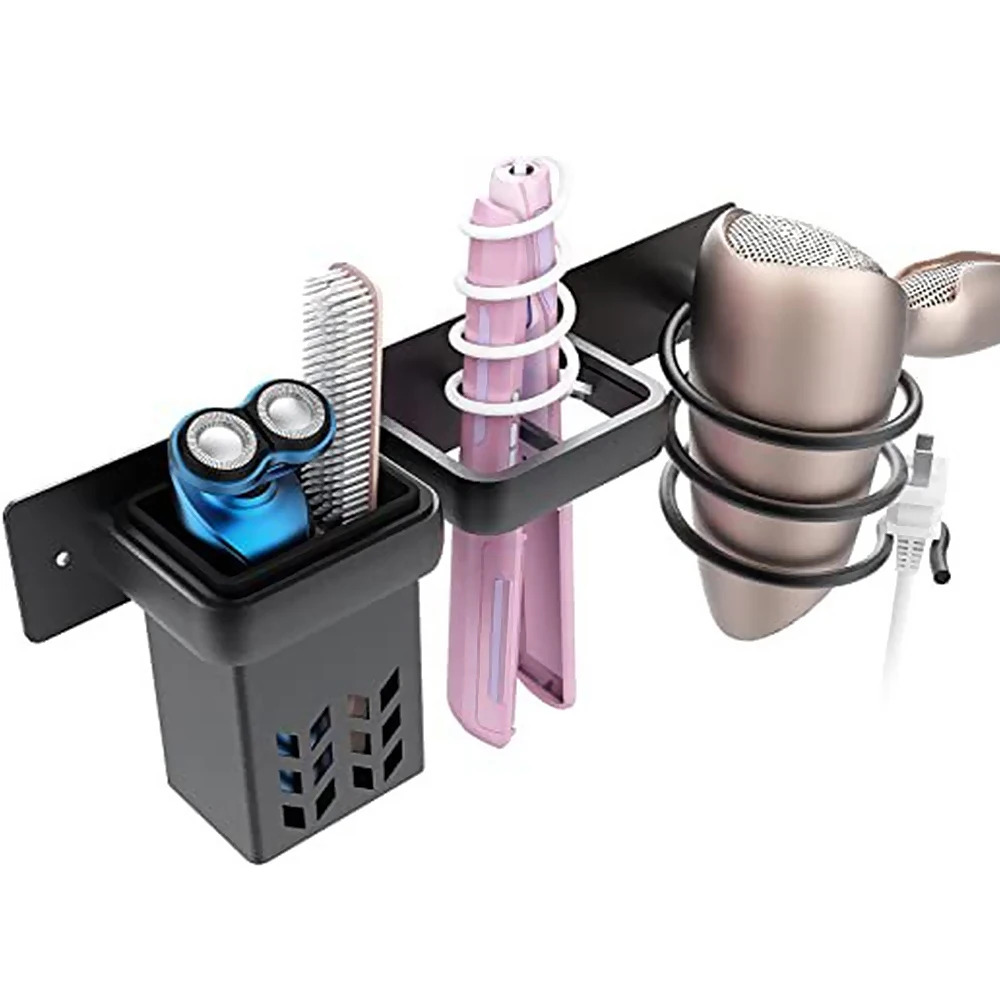 Hair Dryer Holder Rack Wall Mounted Storage Box Hair Straightener Holder Organizer Storage Multi-Functional wall file holder