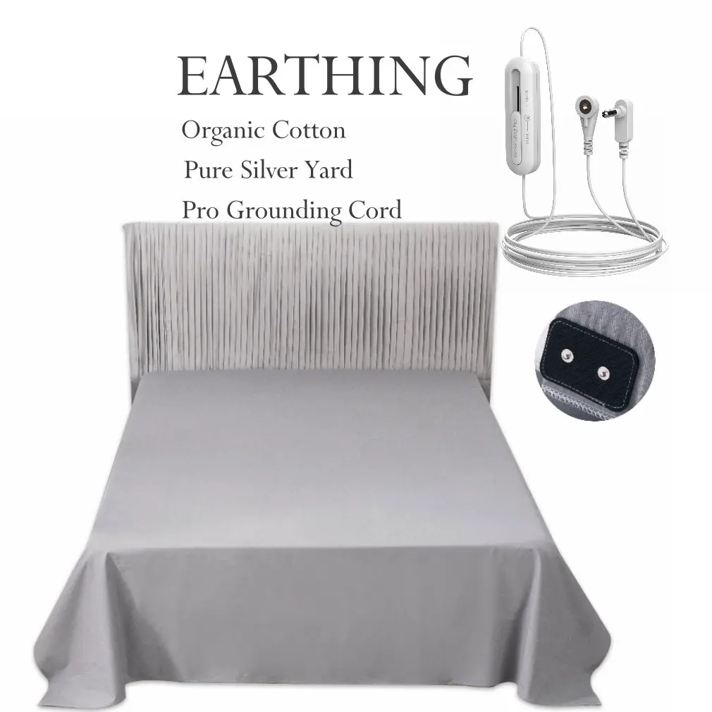 Earthing bed sheet 210*260cm(83*102Inch) organic cotton silver fabric wrinkle free  Breathable Not include Pillowcase 3