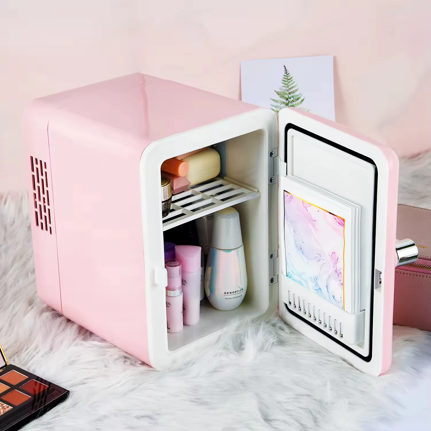 Mini Fridge 4L Makeup Refrigerator 220V AC Thermoelectric Cooler and Warmer Small Fridger Suitable for Bedrooms Drink Dorm Car