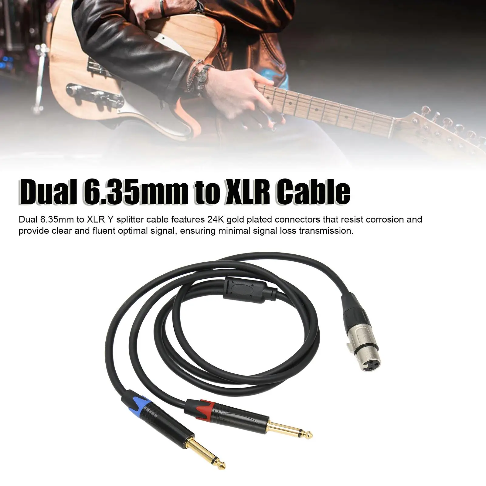

Кабель штекер 6,35 мм в гнездо XLR, Женский (золото 24K)
