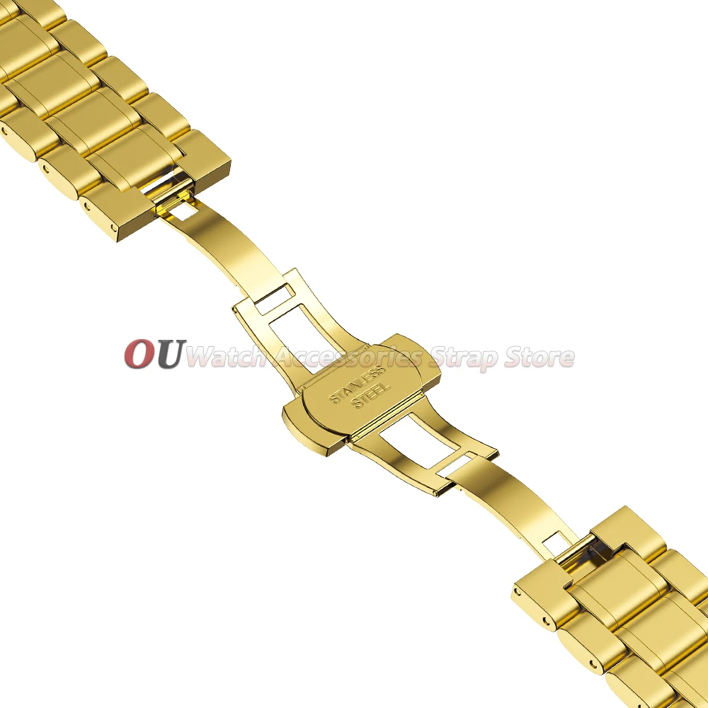 Elegant Stainless Steel Curved-End Bracelet with Butterfly Buckle