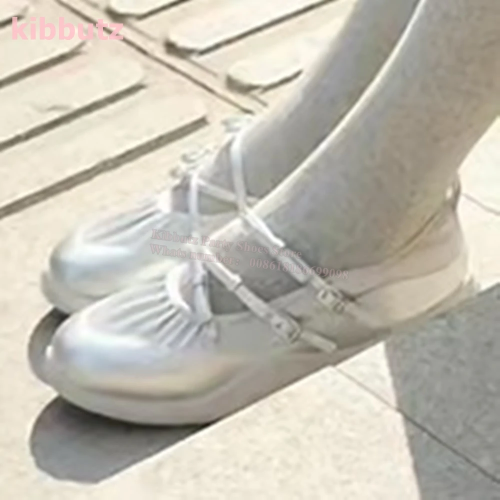 Bows Mary Jane Pumps Round Toe Flat With Slip-On Patent Leather Solid Color Fashion Novelty Concise Party Dress Women Shoes New