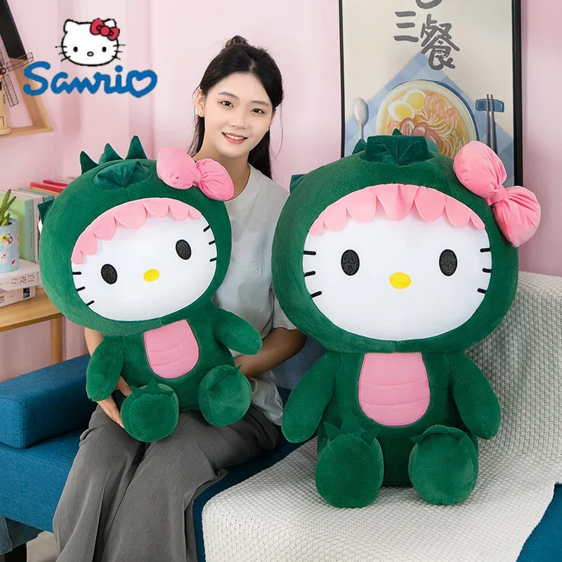 

35/50/60cm Sanrio Kawaii Hello Kitty Dinosaur Plush Toys Cartoon Doll Room Decoration Sleeping Throw Pillow Kids Birthday Gifts