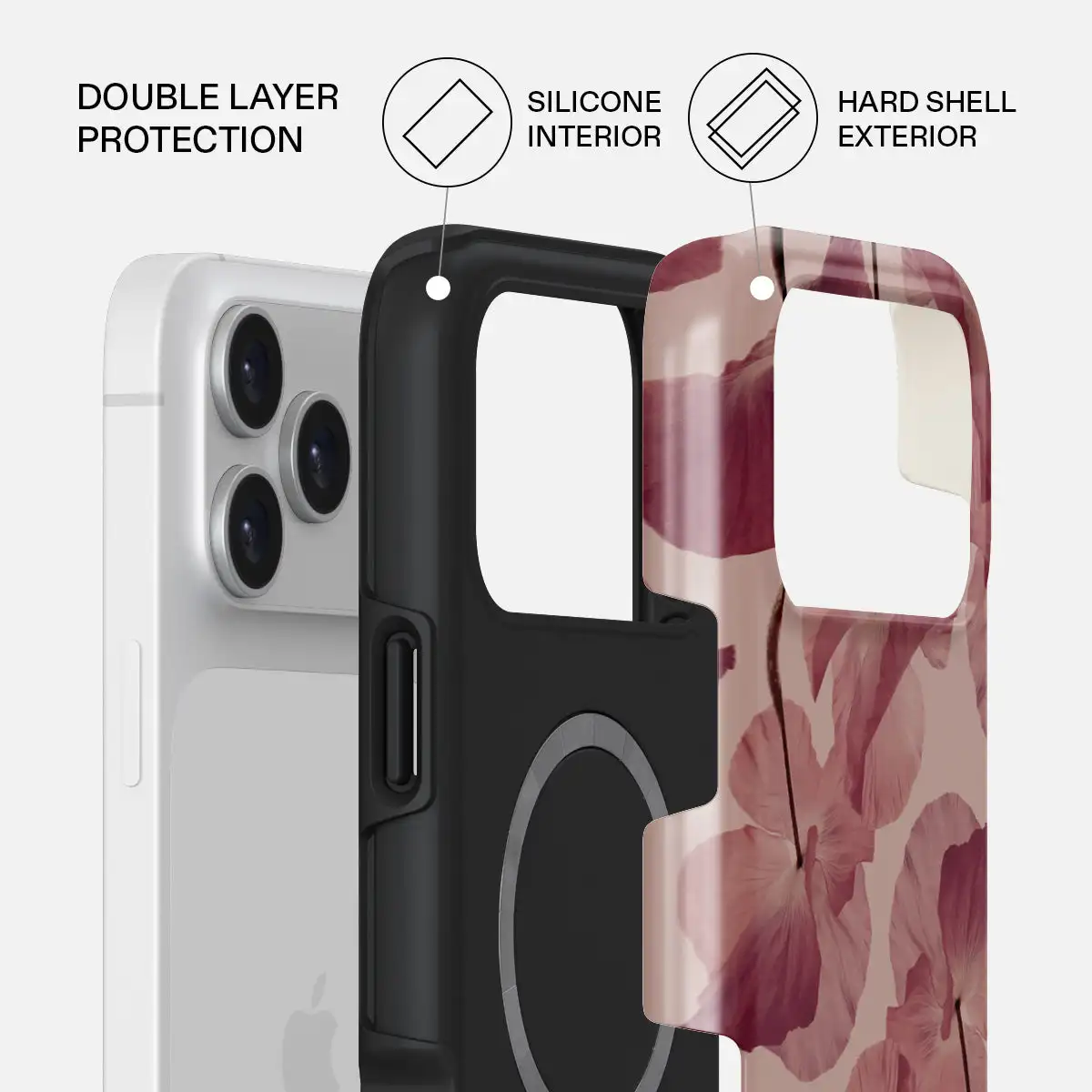 FLOWERS 2-in-1 Dual Layer Fashion Phone Case with MagSafe Compatibility