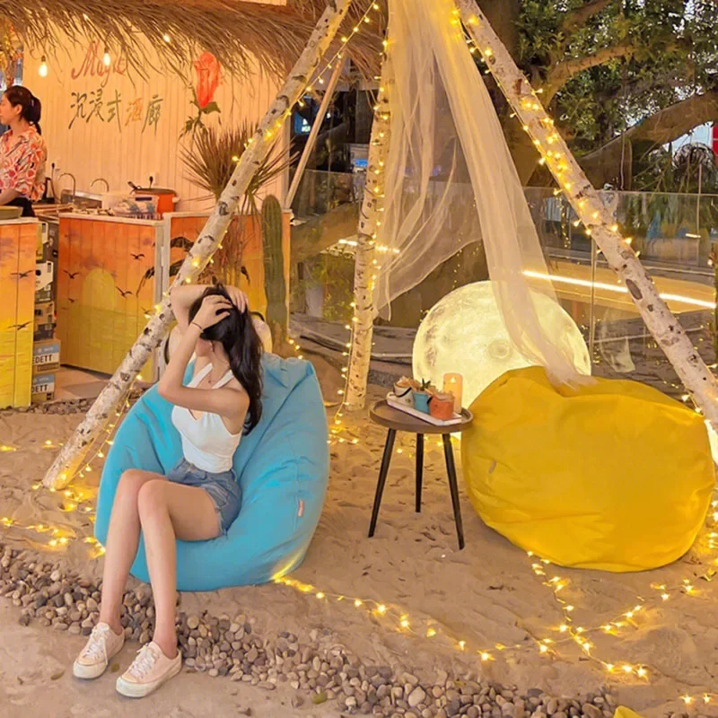 Blue Soft Bean Bag Chairs Big Size Beach Adults Outdoor Bean Bag Chairs Lazy Relaxing Sofa Inflable Aire Furniture Sofa