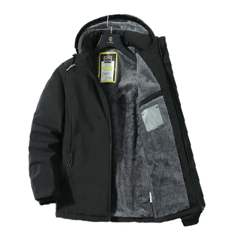 New Men Winter Fleece Warm Detachable Hood Parkas For Men Autumn Casual Windproof Coldproof Outdoors Parkas Male Plus Size 5XL