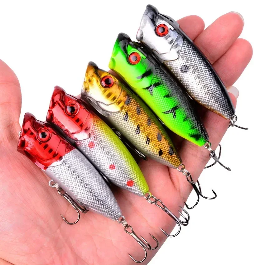 

Popper Fishing Lures Hard Topwater Artificial Floating Bait 7cm/9.4g Wobblers 3D Eyes Fishing Tackle Goods for Sea Accessories