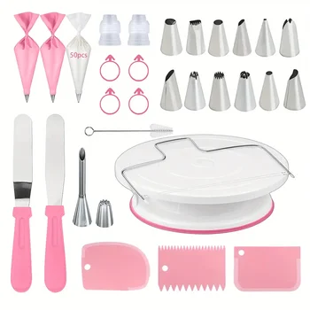 80PCS Cake Decorating Set – Turntable, Piping Tips, Scrapers & DIY Baking Tools 1