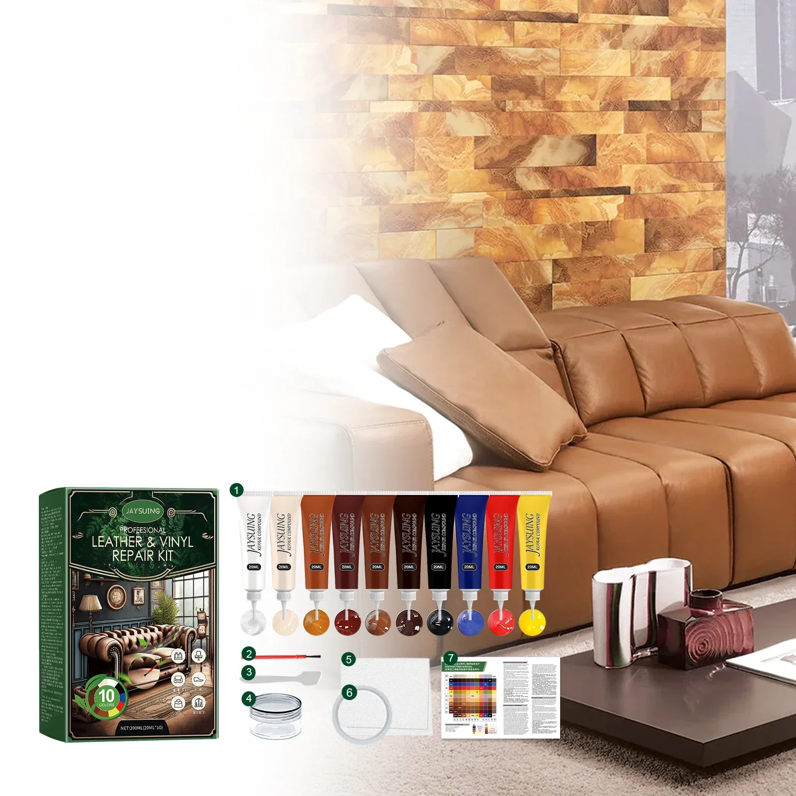 Furniture Leather Repair Ten Colors Kit Sofa Leather Shoes Refurbishment Stain Removal Crack Repair Polish And Coating Renovator