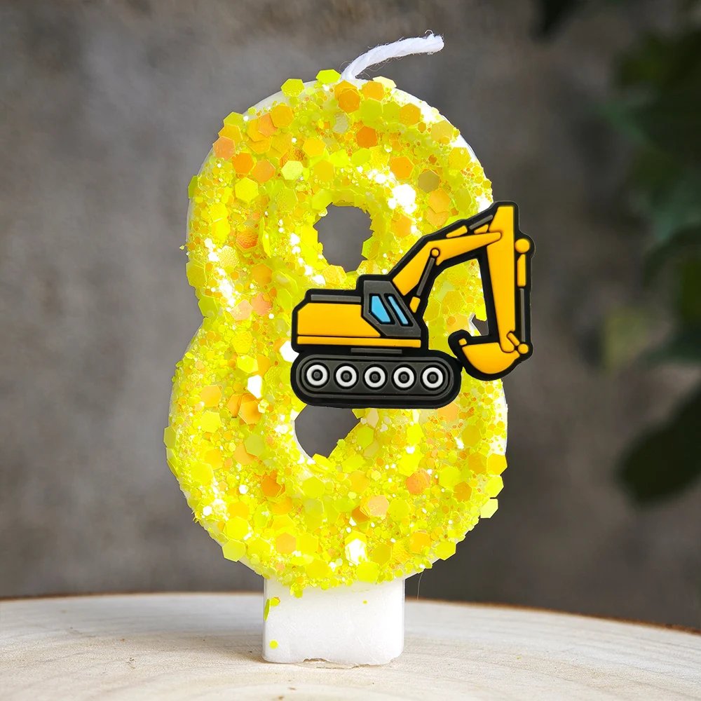Engineering Fahrzeug Kerze Nummer 0-9 Geburtstag Kuchen Kerze Dekor Bagger Geburtstag Party Kuchen Topper Baby Dusche Dekor Geschenk – Detail 19