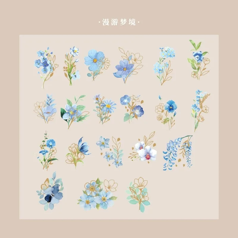 Aesthetic Flower Stickers Pack Fresh Plant Hand Account DIY Material Decorative Stationery Stickers Wall Sticker