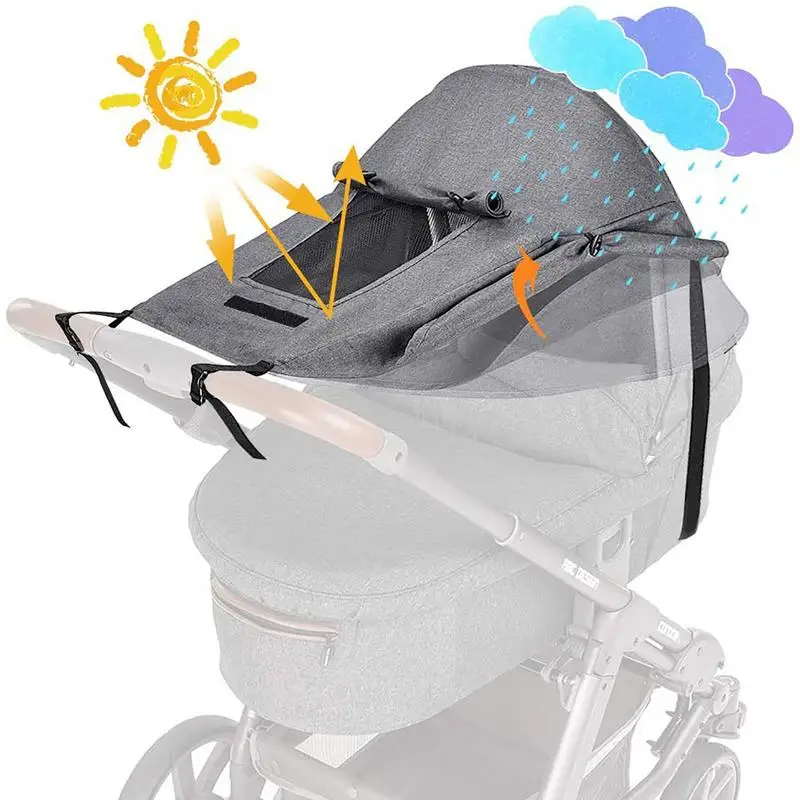 

Stroller Umbrella Universal Sun Cover For Stroller Waterproof Blackout Blind Anti-UV Protection Pram Canopy Sunshade With Mesh