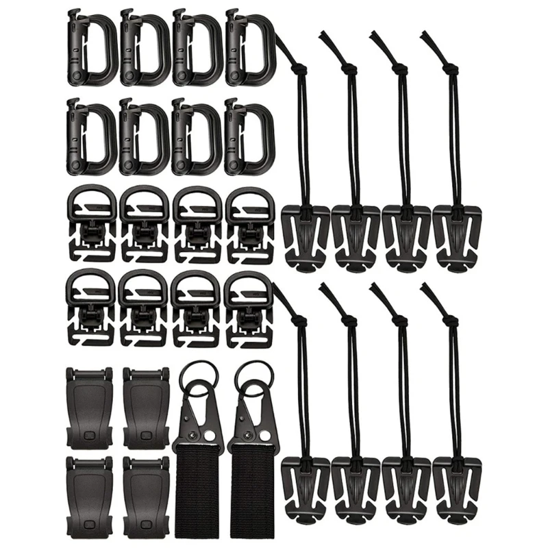 

30Attachments for Tacticals Backpack Vest Belt,D-Rings Grimloc Locking Gear Clip