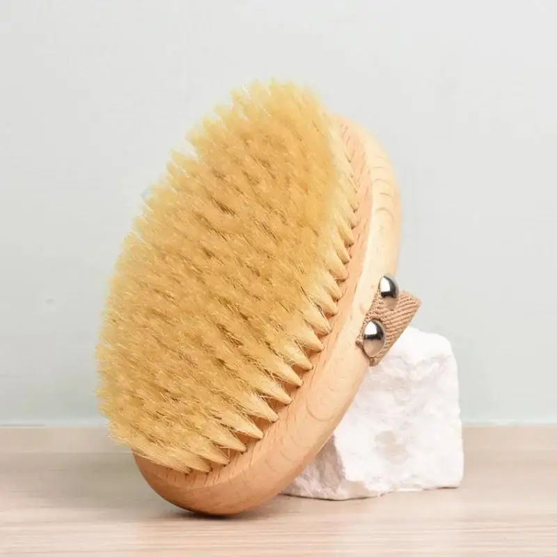 Natural Bristle Brush Soft Wet Dry Skin Body SPA Brush Bath Massager Home 2