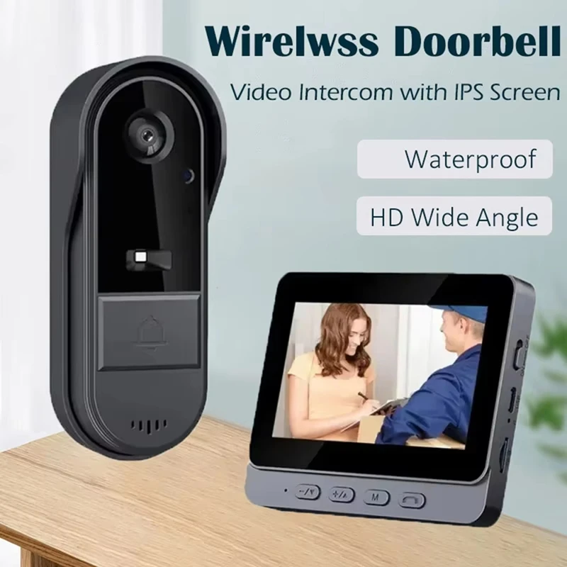 A15F-Intercom Doorbell Night HD-Vision 4.3Inch IPS Screen Waterproof Doorbell Camera Smart Home Security Video By Bell