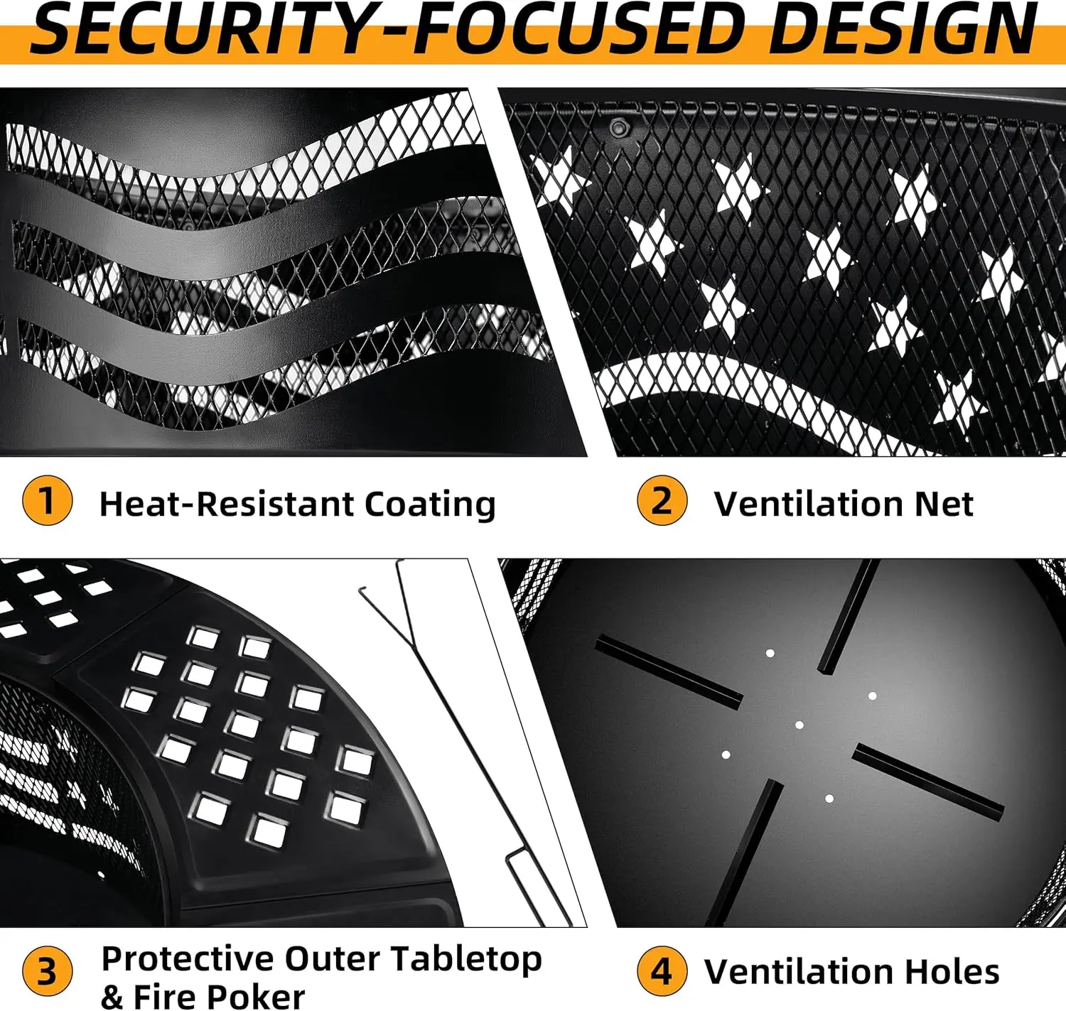 42" Outdoor Fire Pit with 2 Grills - Wood Burning Firepit for Outside with Cover & Poker, Heavy Duty Metal Fire Pit