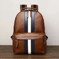 Multifunctional Vintage Brown Backpack Men Luxury Boy's School Bags Genuine Leather Backpacks Travel Retro Laptop Bag For Men 1