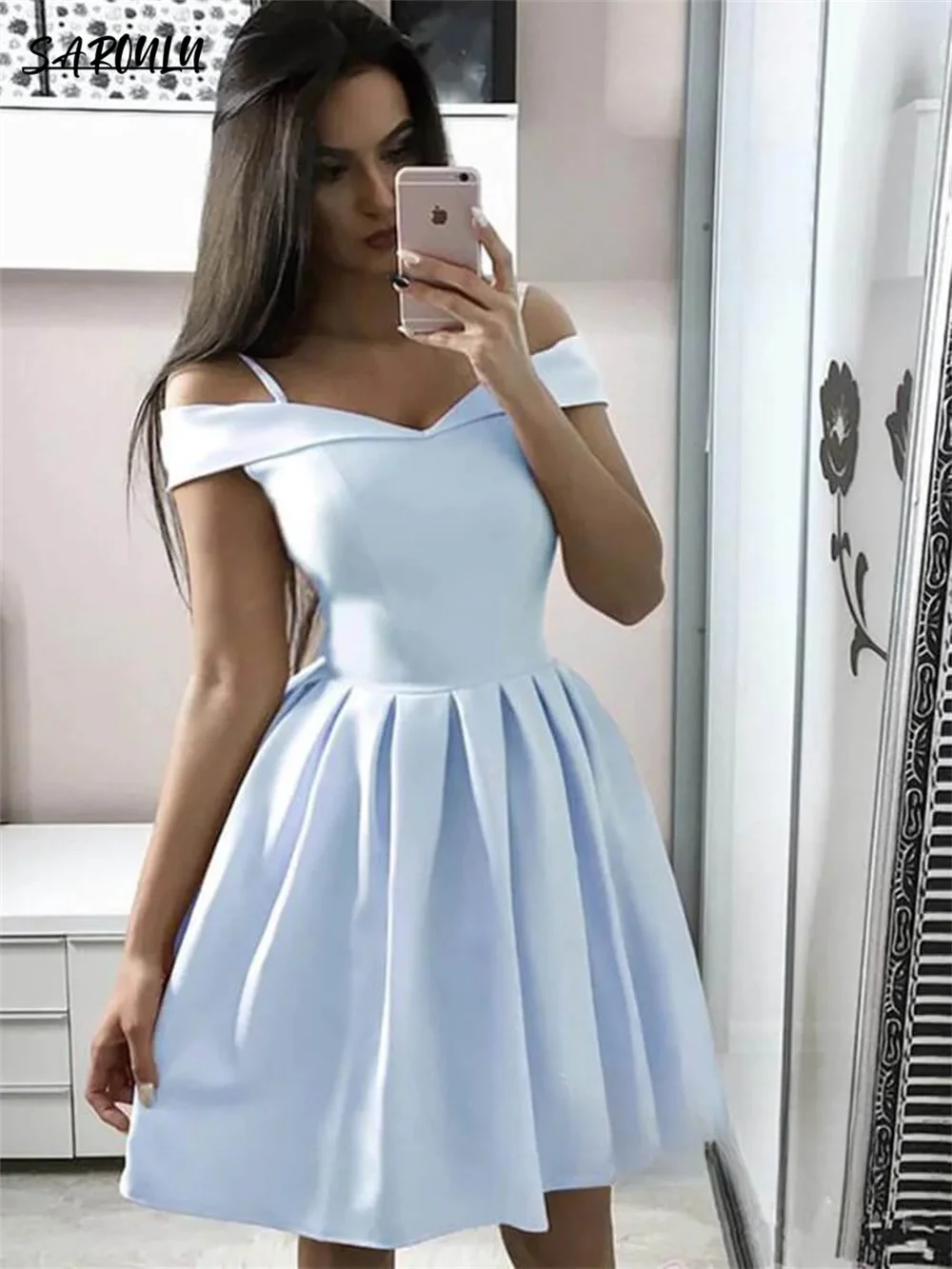 

Женское пляжное платье-трапеция It's yiiya, белое классическое платье выше колена с открытыми плечами и вырезом лодочкой на лето 2019