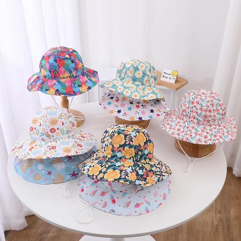 New Summer Panama Children's Breathable Fisherman Cap Baby Sun Hat Boys Girls Bucket Hat Toddler Kids Beach Sun Cap 2