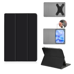 Universal Tablet Protective Leather Case with Triple - Fold Stand - 9.7inch - 11inch (Black)