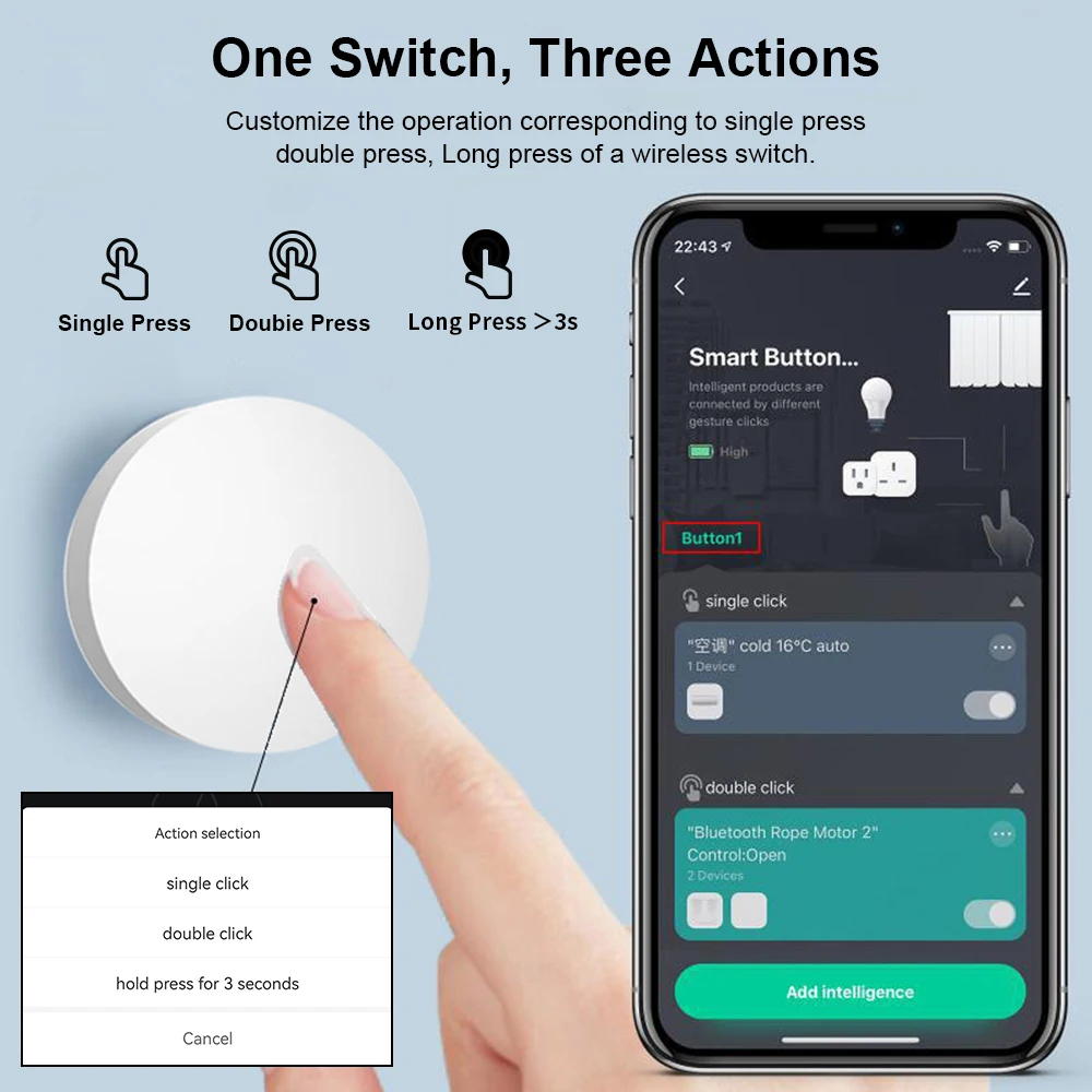 Smart Zigbee Button Scene Switch Voice Control Tuya Wireless Button Smart Life A