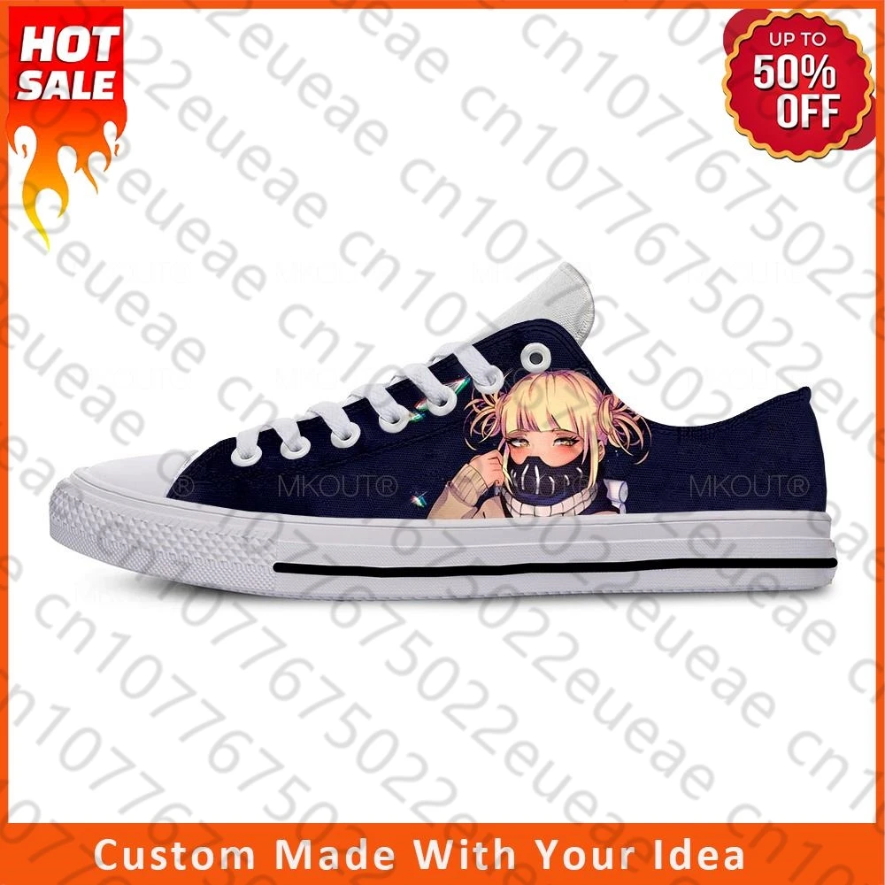 

Кроссовки мужские/женские с низким верхом, повседневные тканевые сникерсы с Аниме Манга, героями мультфильмов, моя геройская академия, Тога химико, легкие дышащие, с 3D принтом