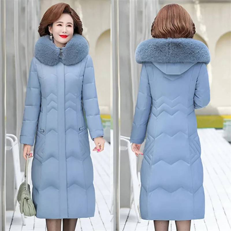 

Middle-Aged Elderly Cotton-Padded Clothes Thicker Longer Mid-Length Over-The-Knee Women's Loose Mother Winter Coat