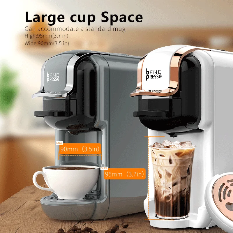 Benepresso 4 in 1 Multiple Capsule Coffee Machine Hot/Cold DG Cappuccino Nes Capsule ESE Pod Cafeteria 20Bar B2A 2