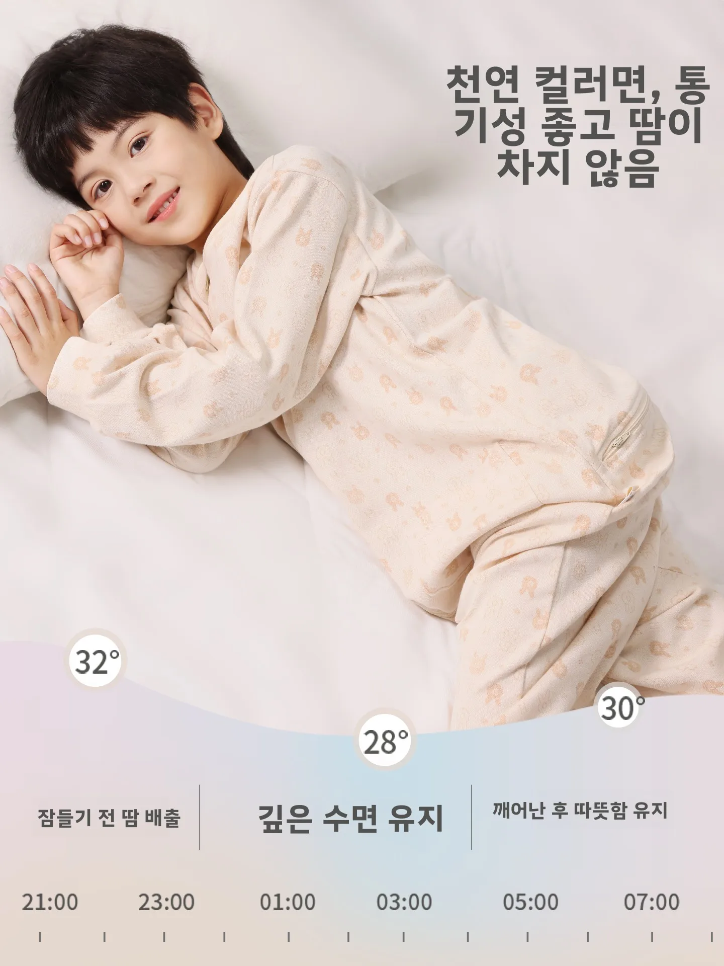 봄 가을 순면 바디수트 안티 킥 수면 가방 어린이 보호 배꼽 보호복 홈웨어 남아용 3-13세