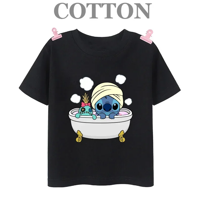 thumbnail image 1 of Camiseta de algodón Lilo Stitch Anime Verano Múltiples Moda Niños Niños Camisetas Cuello Redondo Casual Manga Corta Top, 1 of 5