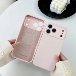 Enhanced Product Title: Premium Liquid Silicone Magnetic Phone Case in Vibrant Orange - iPhone 15 (Pink White)